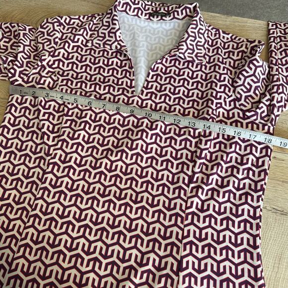 J. McLaughlin Levia Catalina Cloth Sheath Dress Garnet Red Geometric M - Picture 6 of 7